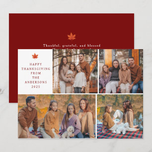 Elegant Modernes Happy Thanksgiving Herbst 4 Foto Feiertagskarte