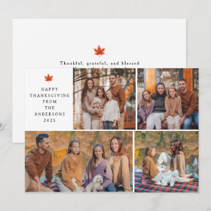 Elegant Modernes Happy Thanksgiving Herbst 4 Foto Feiertagskarte