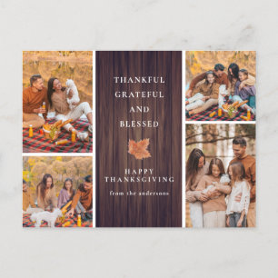 Elegant Modernes Happy Thanksgiving Herbst 4 Foto Feiertagspostkarte
