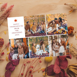 Elegant Modernes Happy Thanksgiving Herbst 5 Foto Feiertagskarte