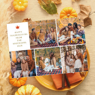 Elegant Modernes Happy Thanksgiving Herbst 5 Foto Feiertagskarte