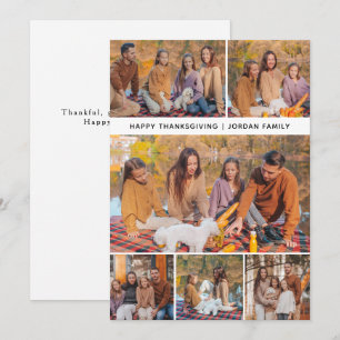 Elegant Modernes Happy Thanksgiving Herbst 6 Foto Feiertagskarte