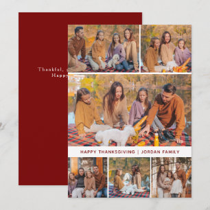 Elegant Modernes Happy Thanksgiving Herbst 6 Foto Feiertagskarte