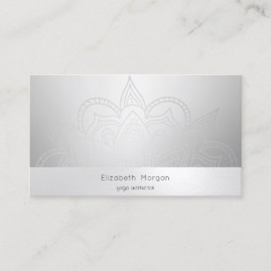 Elegant Modernes Mandala Silber Leuchtend Visitenkarte