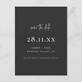 Elegant Modernes Minimal Schwarz Save the Date ein Ankündigungspostkarte