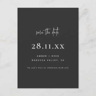 Elegant Modernes Minimal Schwarz Save the Date ein Ankündigungspostkarte