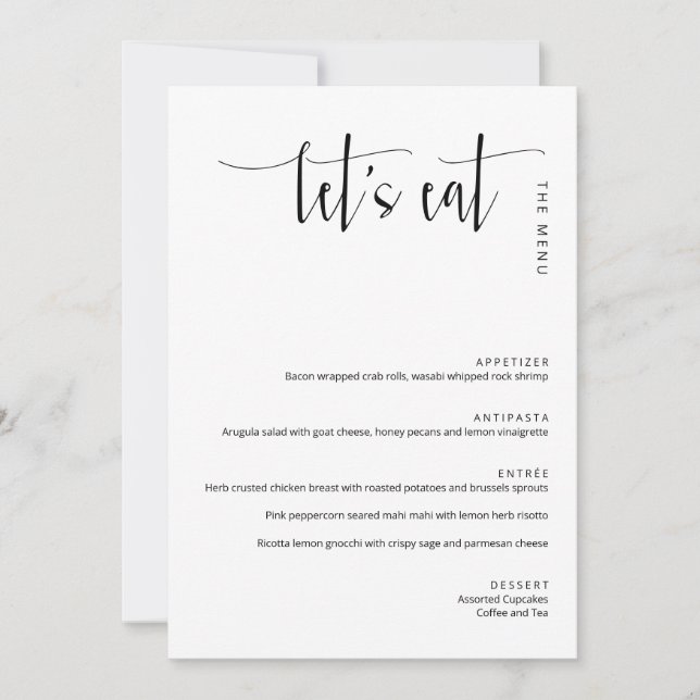 Elegant Modernes Minimalistisch Let's Eat Dankesme (Vorderseite)