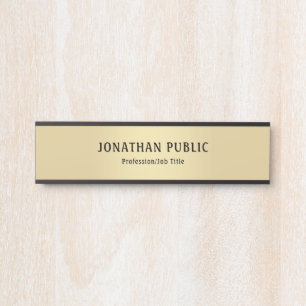 Elegant Modernes Minimalistisches Schwarzes Gold G Türschild