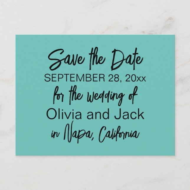 Elegant Modernes Minimalistisches Türkis Save the  Postkarte (Vorderseite)