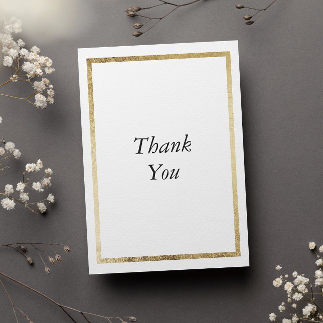 Elegant Modernes Minimalistisches Weißes Gold 50.  Dankeskarte (Elegant Modern Minimalist White Gold 50th Birthday Thank You Card )