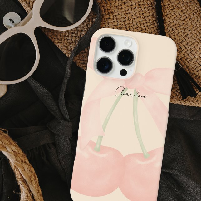 Elegant Modernes Monogram Stilftige Kirschen Pink  Case-Mate iPhone Hülle (Von Creator hochgeladen)