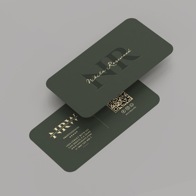 Elegant Modernes Monogramm Beruflich dunkelgrün Visitenkarte (Elegant Modern Monogram Professional Dark Green Business Card
)