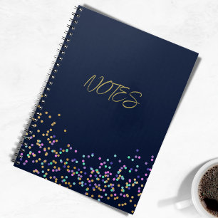 Elegant modernes Navy Blau Gold Rosa Konfetti Notizblock