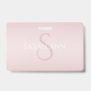 Elegant Modernes Rosa Ombre Name & Monogram Ausweis