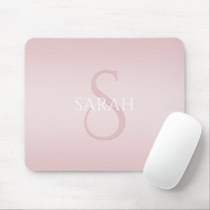 Elegant Modernes Rosa Ombre Name & Monogram Mousepad