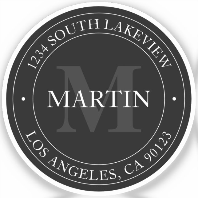 Elegant Modernes Schwarz-weiß & grau Aufkleber (Vorderseite)