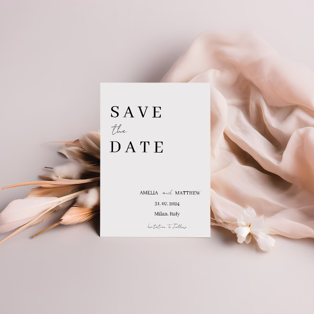 Elegant Modernes Schwarz-Weiß-Minimalistisch Save The Date (Von Creator hochgeladen)
