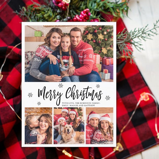 Elegant Modernes Script Collage Frohe Weihnachten Postkarte (Von Creator hochgeladen)