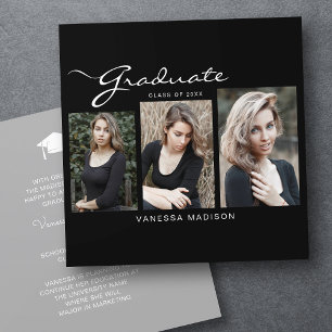 Elegant Modernes Script-Minimal   3 FOTO ABSCHLUSS Ankündigung