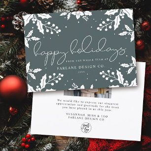 Elegant Modernes Script Mistletoe Foto Logo Happy Feiertagskarte