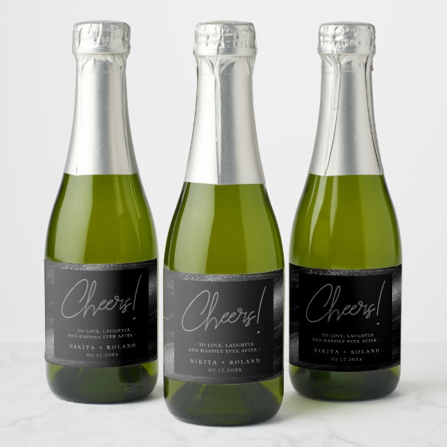 Elegant Modernes Silver Cheers Personalisiert (Flaschen)