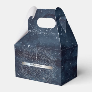 Elegant Modernes Silver Mandala Stripe Navy Blue Geschenkschachtel