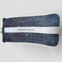 Elegant Modernes Silver Mandala Stripe Navy Blue