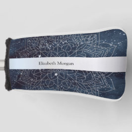 Elegant Modernes Silver Mandala Stripe Navy Blue Golf Headcover