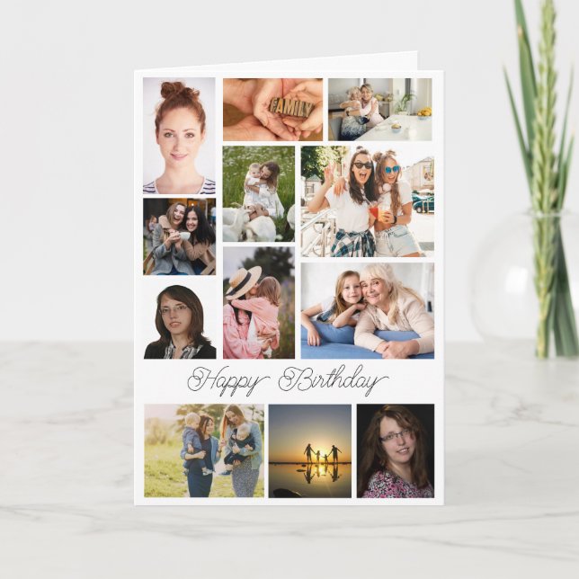 Elegant Modernes stilvolles Happy Birthday Collage Karte (Vorderseite)