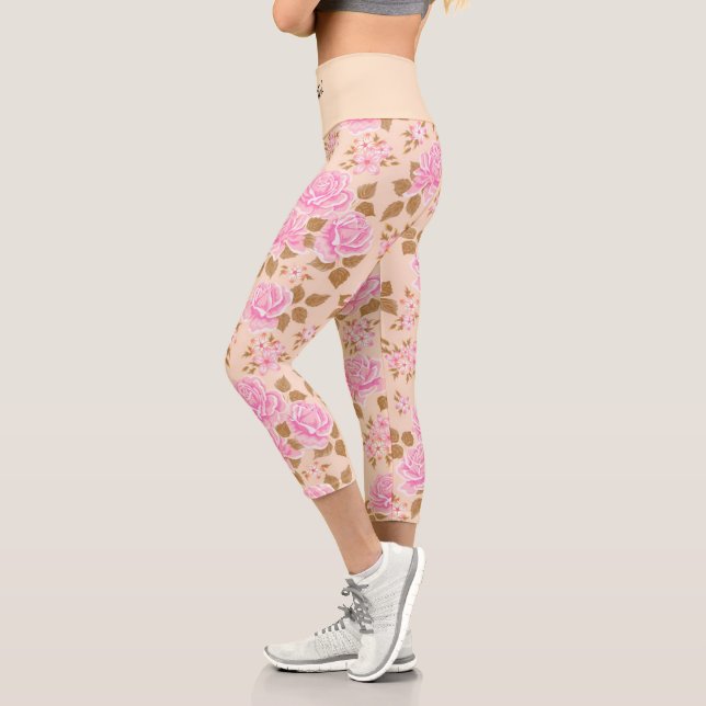 Elegant Modernes Trendy Floral Capri Leggings (Links)