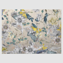 Elegant Modernes Vintages Gold Graugelbe Blüte Seidenpapier