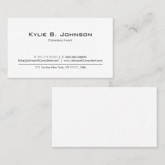 Elegant Modernes Weiß Minimalistisch Personalisier Visitenkarte