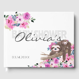 Elegant Mommy Baby Sloth Baby Shower Gästebuch