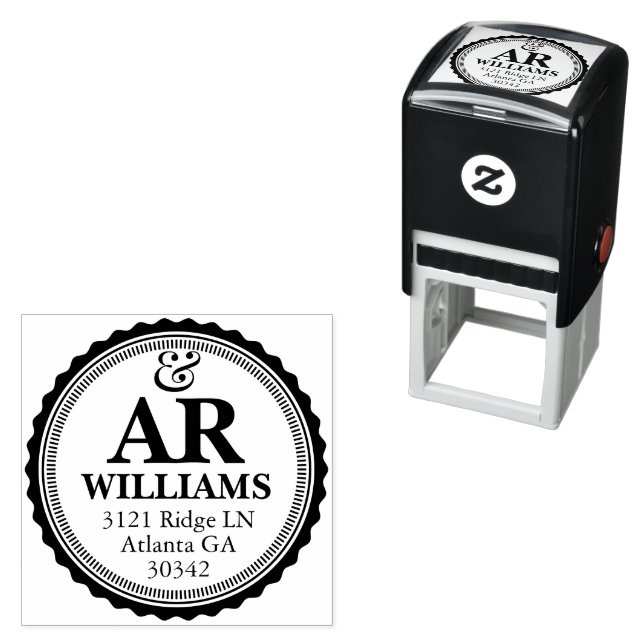 Elegant Monogram Address Rubber Stamp Permastempel (Beispiel)