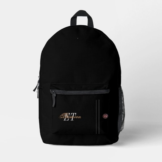 Elegant Monogram Bedruckter Rucksack (Vorderseite)
