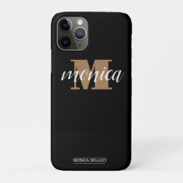 Elegant Monogram Black Gold Script minimal Case-Mate iPhone Hülle