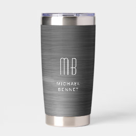 Elegant Monogram Black Thermobecher