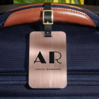 Elegant Monogram Bold Two Initial Rose Gold Metal