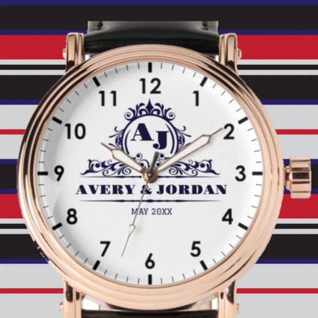 Elegant monogram calligraphy  wedding couples armbanduhr (Von Creator hochgeladen)