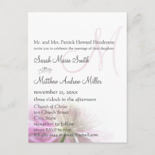 Elegant Monogram Clematis Wedding Einladung