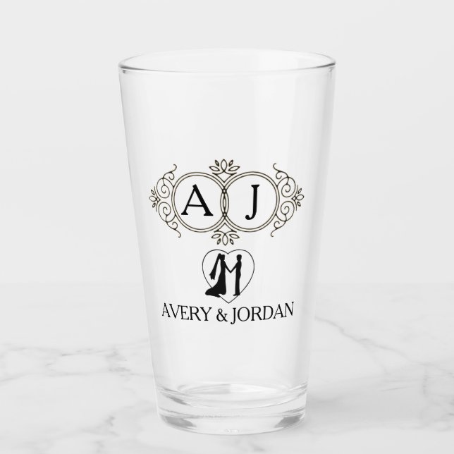 Elegant Monogram couple initials luxurious style Glas (Vorderseite)