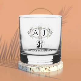 Elegant Monogram couple initials luxurious style Whiskyglas