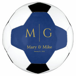 Elegant Monogram Couple Name Navy Fußball