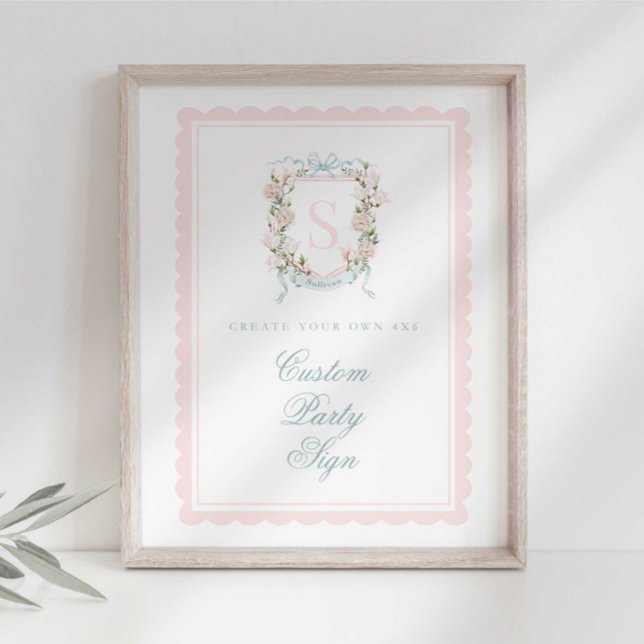 Elegant Monogram Crest Baby Shower Custom 4x6 Poster (Von Creator hochgeladen)