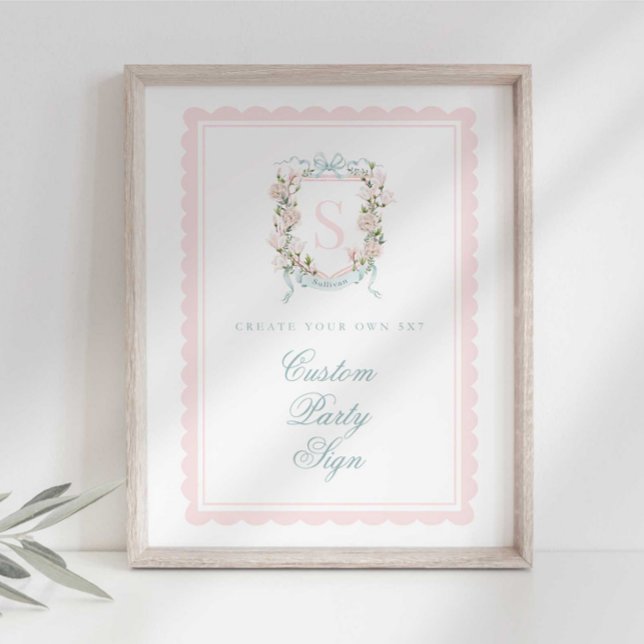 Elegant Monogram Crest Baby Shower Custom 5x7 Poster (Von Creator hochgeladen)