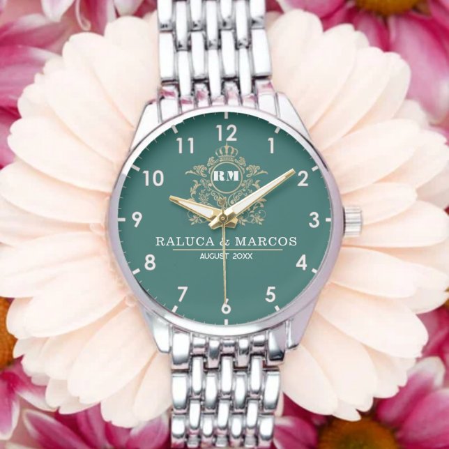 Elegant Monogram Custom Couple names Armbanduhr (Von Creator hochgeladen)