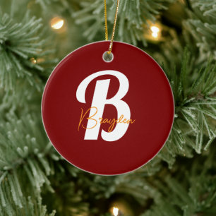 Elegant Monogram custom Keramik Ornament