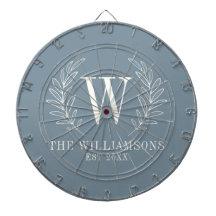 Elegant Monogram Dusty Blue Family Name