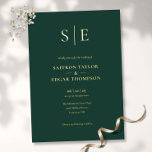 Elegant Monogram Emerald Green Wedding Gold Folieneinladung<br><div class="desc">Diese schicke echte Goldfolie minimalistisch smaragdgrüne Hochzeitseinladung kann mit Ihren Monogramm-Initialen personalisiert werden,  und die Informationen zum Hochzeitstag. Entwickelt von Thisisnotme©</div>