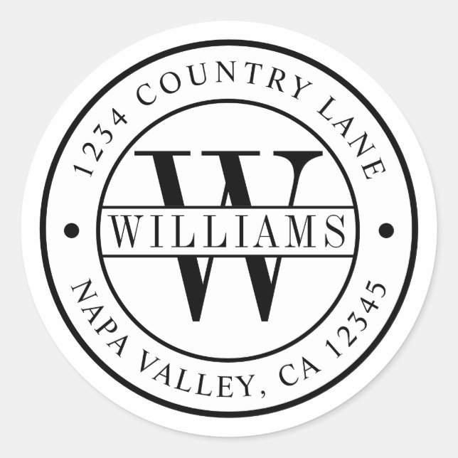 Elegant Monogram | Erstellen Sie Ihre eigene Rücks Runder Aufkleber (Vorderseite)